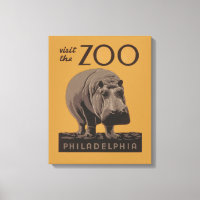 Hippopotame vintage hippo zoo poster wpa