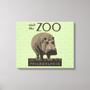 Toile Hippopotame vintage hippo zoo poster wpa