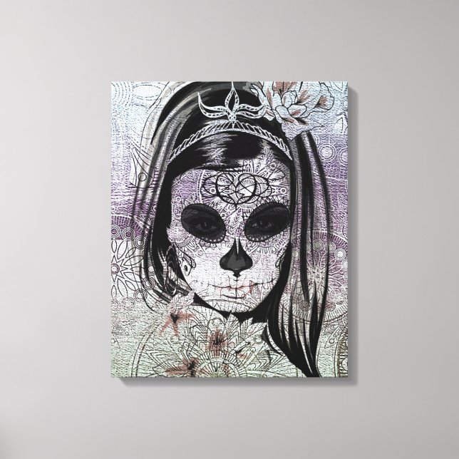 Toile Hipster Sugar Skull Lady (Recto)