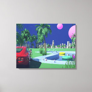 Toile hiroshi nagai art peintures ville pop et avion