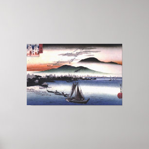 Toile Hiroshige - Bateaux de pêche sur le lac
