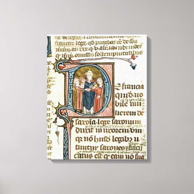 Toile Historié 'D' initial représentant un prêtre (Recto)