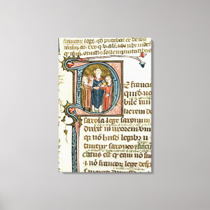 Toile Historié 'D' initial représentant un prêtre
