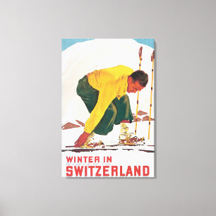 Toile Hiver en affiche de Vintage voyage de la Suisse
