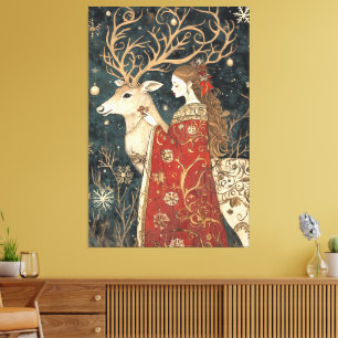 Toile Hiver enchanté : Le Maiden et le Stag
