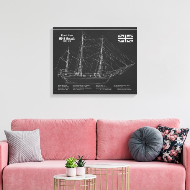 Toile HMS Beagle - Grand navire - Modèle de livraison PB (Insitu(Salon))
