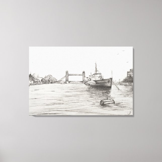 Toile HMS Belfast sur la Tamise Londres.2006 (Recto)