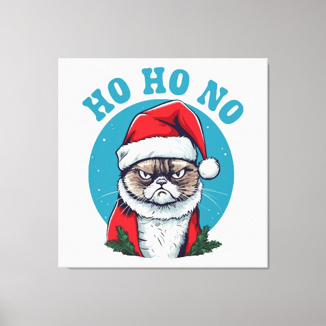 Toile Ho ho non - drôle de chat de Noël grincheux (Recto)