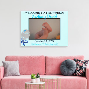Toile Hochet pour garçon Bébé Statistiques de naissance
