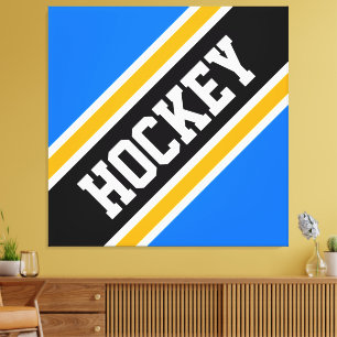 Toile HOCKEY Bright Bleu Noir Jaune Rayures de course