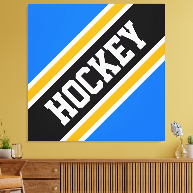 Toile HOCKEY Bright Bleu Noir Jaune Rayures de course (Insitu(Salon))