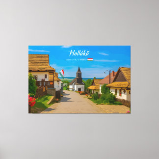 Toile Hollókő, Hongrie - Rue du village historique
