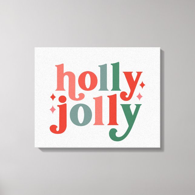 Toile Holly Jolly - Typographie des Fêtes Rétro (Recto)