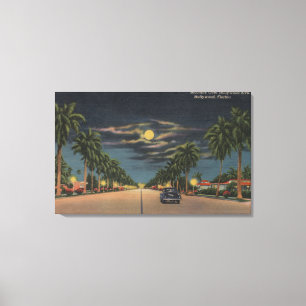 Toile Hollywood, FL - vue de clair de lune au-dessus de