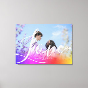 Toile Holographie Overlay Couple Photo Love Script