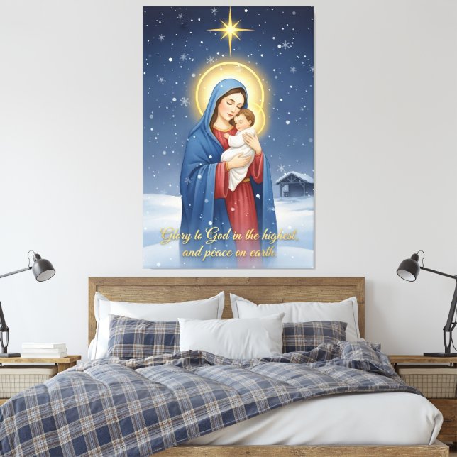 Toile Holy Mother & Baby Jesus Stretched Canvas Print (Insitu(Chambre))
