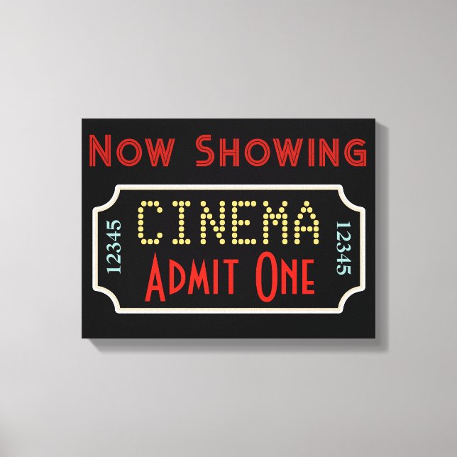 Toile Home Film Theatre Billetterie Cinéma Art Sign (Recto)