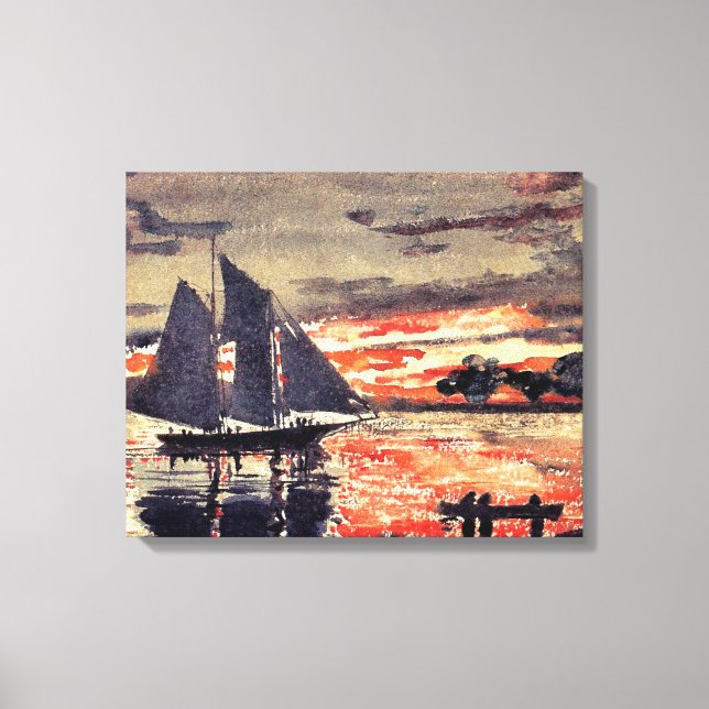 Toile Homer - Feux de coucher de soleil, peinture d'aqua (Recto)