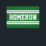 Toile HOMERUN Vert Clair Blanc Été Rayures Baseball<br><div class="desc">Ce design sportif de baseball présente un texte HOMERUN audacieux à l'intérieur de larges bandes blanches sur un fond vert vif. Les couleurs et le texte de ce design peuvent être personnalisés.</div>