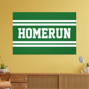 Toile HOMERUN Vert Clair Blanc Été Rayures Baseball