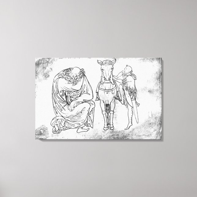 Toile Homme assis, Chevalier montant son cheval (Recto)