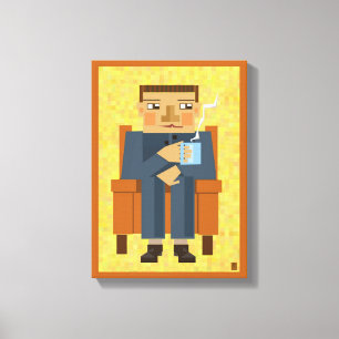 Toile Homme avec café - poster art moderne