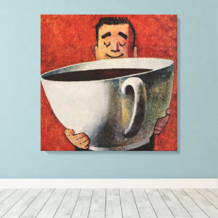 Toile Homme heureux vintage buvant la tasse de café