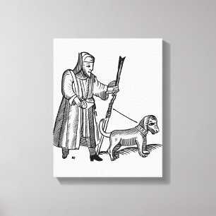 Toile Homme marchant son chien