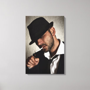 Toile Homme rétro fumeur