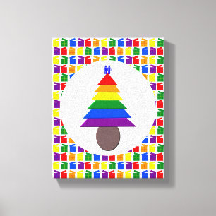 Toile Hommes gais Arbre de Noël arc-en-ciel et présente