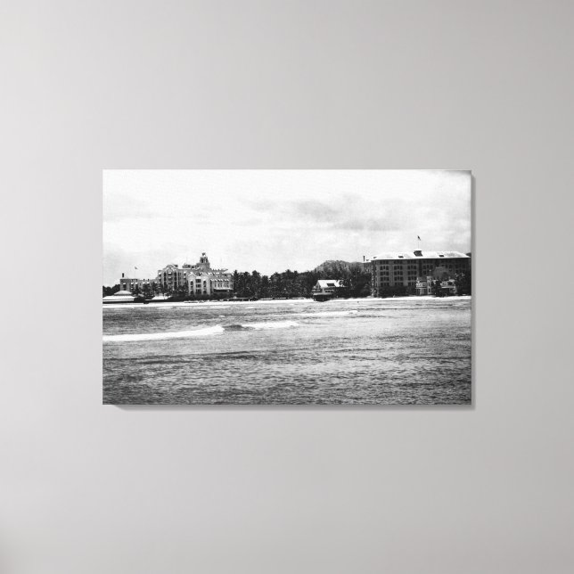 Toile Honolulu, HA - Vue de Moana & Royal Hawaiian (Recto)