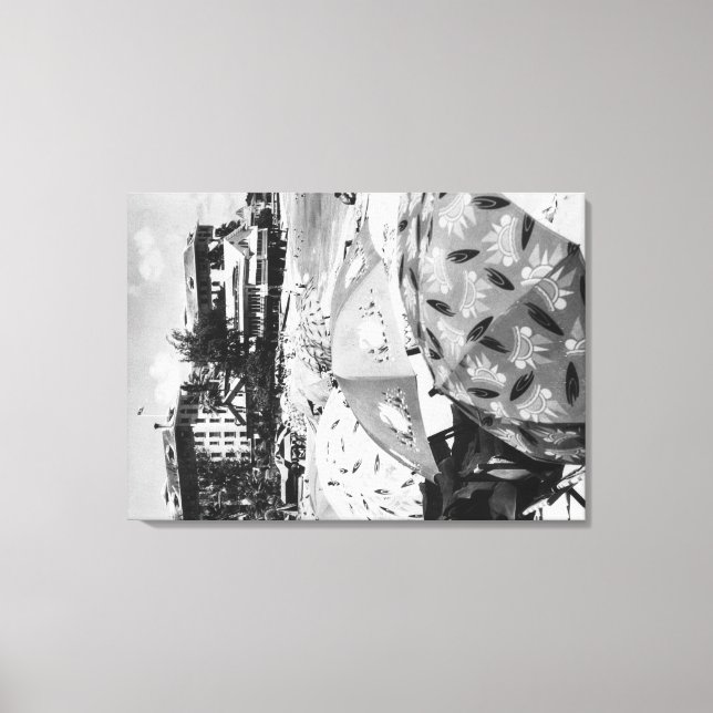 Toile Honolulu, Hawaii - Vue sur la plage de Waikiki (Recto)