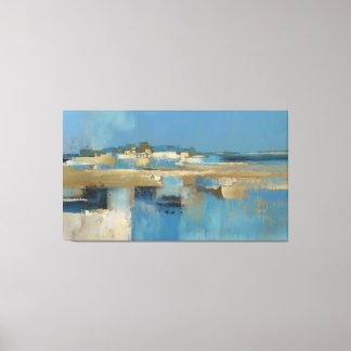Toile Horizon calme en bleu et or