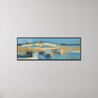 Toile Horizon calme en bleu et or