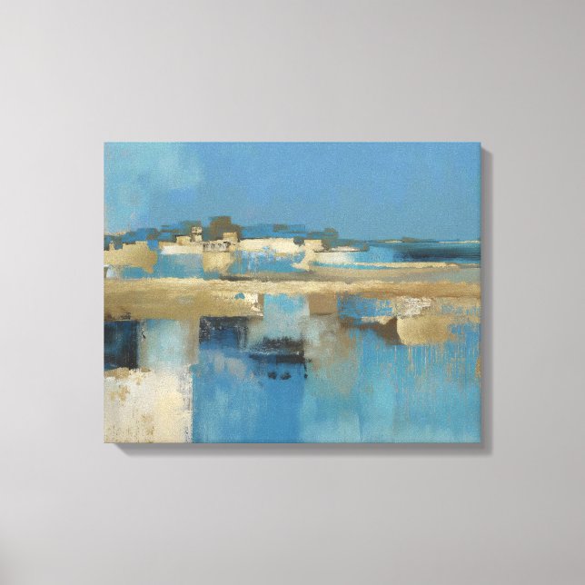 Toile Horizon calme en bleu et or (Recto)