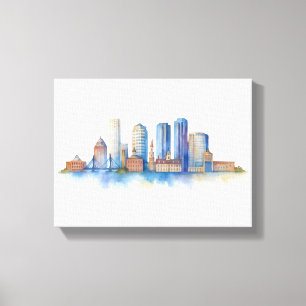 Toile Horizon de la ville de Boston à l'aquarelle Mode