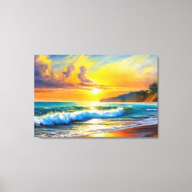 Toile Horizon Doré : Sérénité du Coucher de Soleil (Recto)