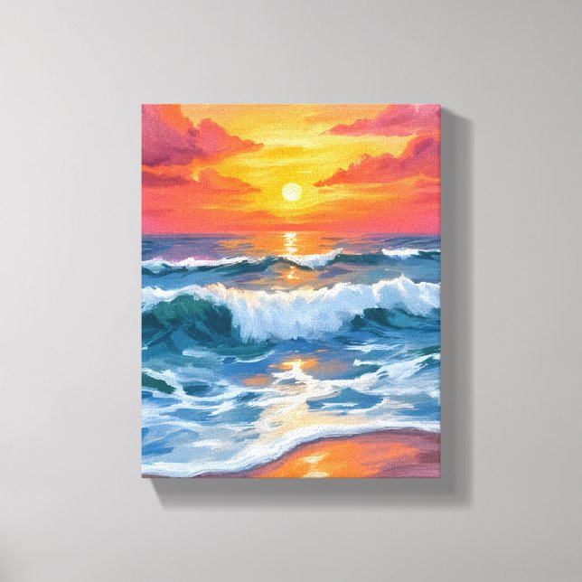 Toile Horizon Fondue | Vagues océaniques Coucher de sole (Recto)