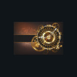 Toile Horloge Steampunk avec des engrenages anciens<br><div class="desc">Montres anciennes et fantastiques avec des engrenages dorés et laiton sur un arrière - plan brun et rouillé. Style Steampunk.</div>