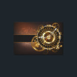 Toile Horloge Steampunk avec des engrenages anciens<br><div class="desc">Montres anciennes et fantastiques avec des engrenages dorés et laiton sur un arrière - plan brun et rouillé. Style Steampunk.</div>