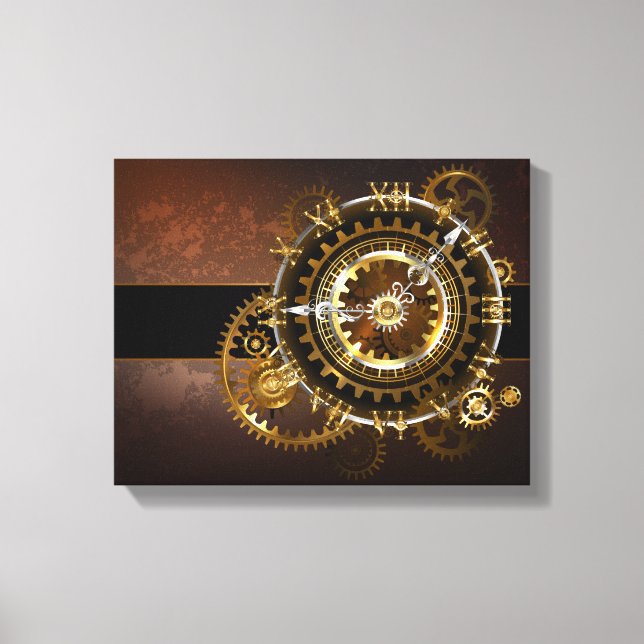Toile Horloge Steampunk avec des engrenages anciens (Recto)