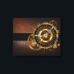 Toile Horloge Steampunk avec des engrenages anciens<br><div class="desc">Montres anciennes et fantastiques avec des engrenages dorés et laiton sur un arrière - plan brun et rouillé. Style Steampunk.</div>