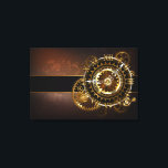 Toile Horloge Steampunk avec des engrenages anciens<br><div class="desc">Montres anciennes et fantastiques avec des engrenages dorés et laiton sur un arrière - plan brun et rouillé. Style Steampunk.</div>