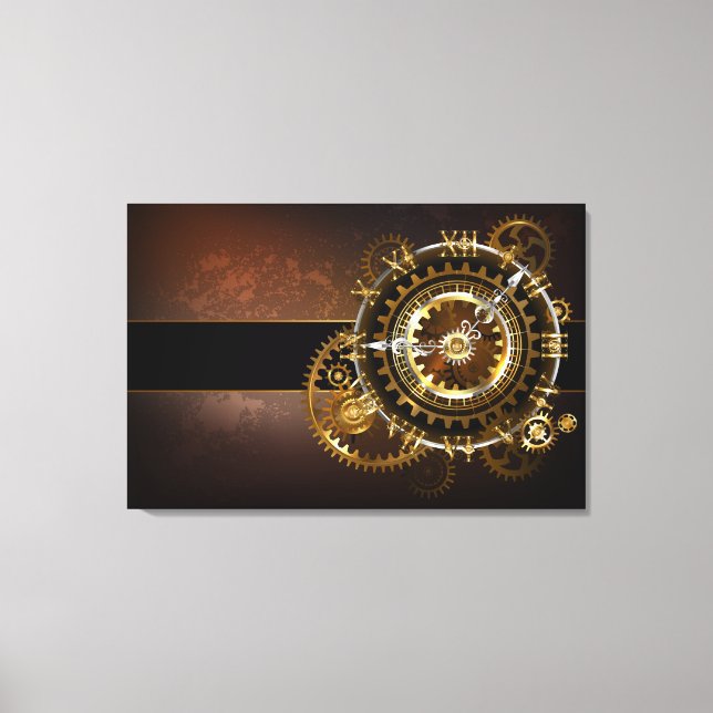Toile Horloge Steampunk avec des engrenages anciens (Recto)