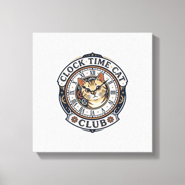 Toile Horloge Temps Chat Chat Graphique Tee Art - Horlog (Recto)