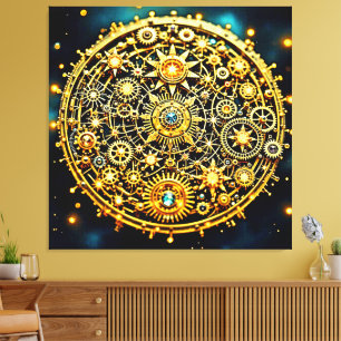 Toile Horlogerie Céleste d'Art en Or