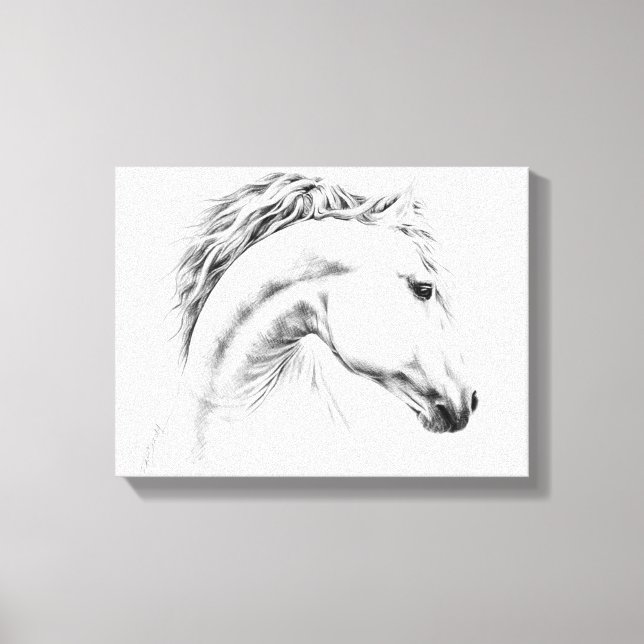 Toile Horse portrait drawing equestrian art (Recto)