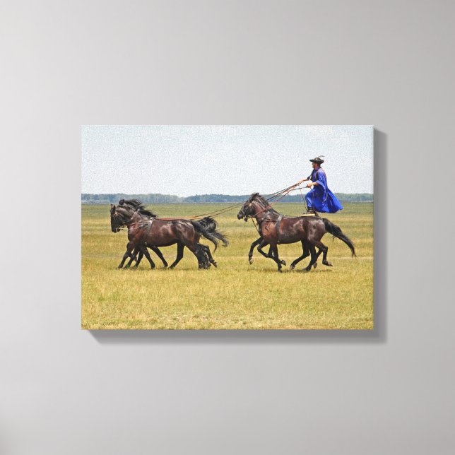 Toile Horseman hongrois et chevaux (Recto)