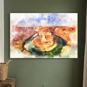 Toile Horseshoe Bend in Grand Canyon aquarelle