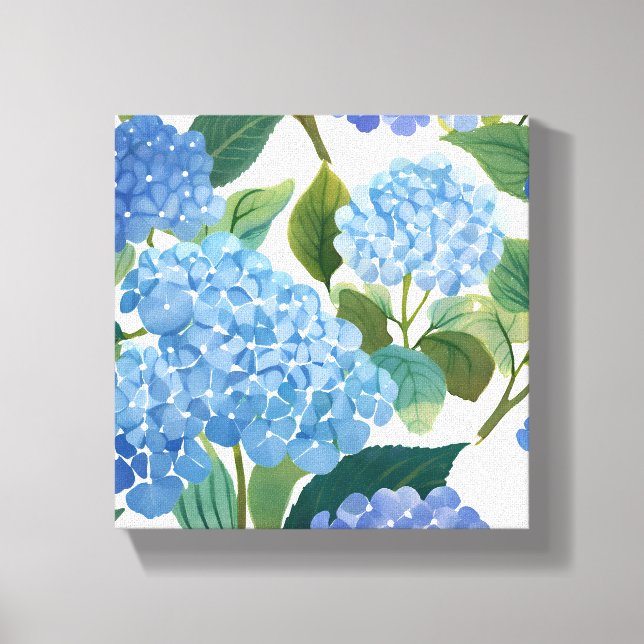 Toile Hortensias bleus | Beau buisson floral (Recto)